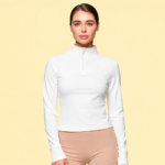 Sudadera Deportiva Blanca Licra Cierre Corto Premium