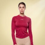 DFYNE Longline Top de Manga Larga Rojo para Mujer