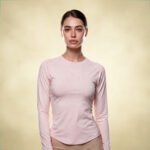 DFYNE Longline Top de Manga Larga Pink para Mujer